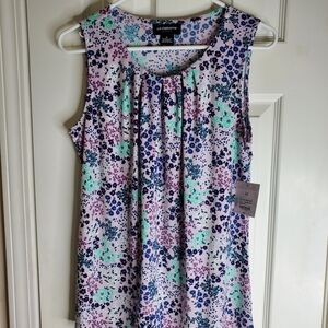 Liz Claiborne Lavender Flower Design Career Sleeveless Shirt